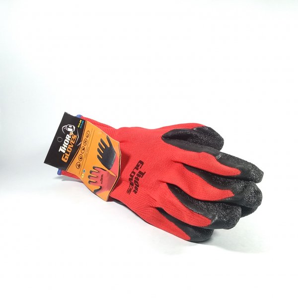 GUANTE LATEX NYLON THOR MERCURY ROJO NEGRO 